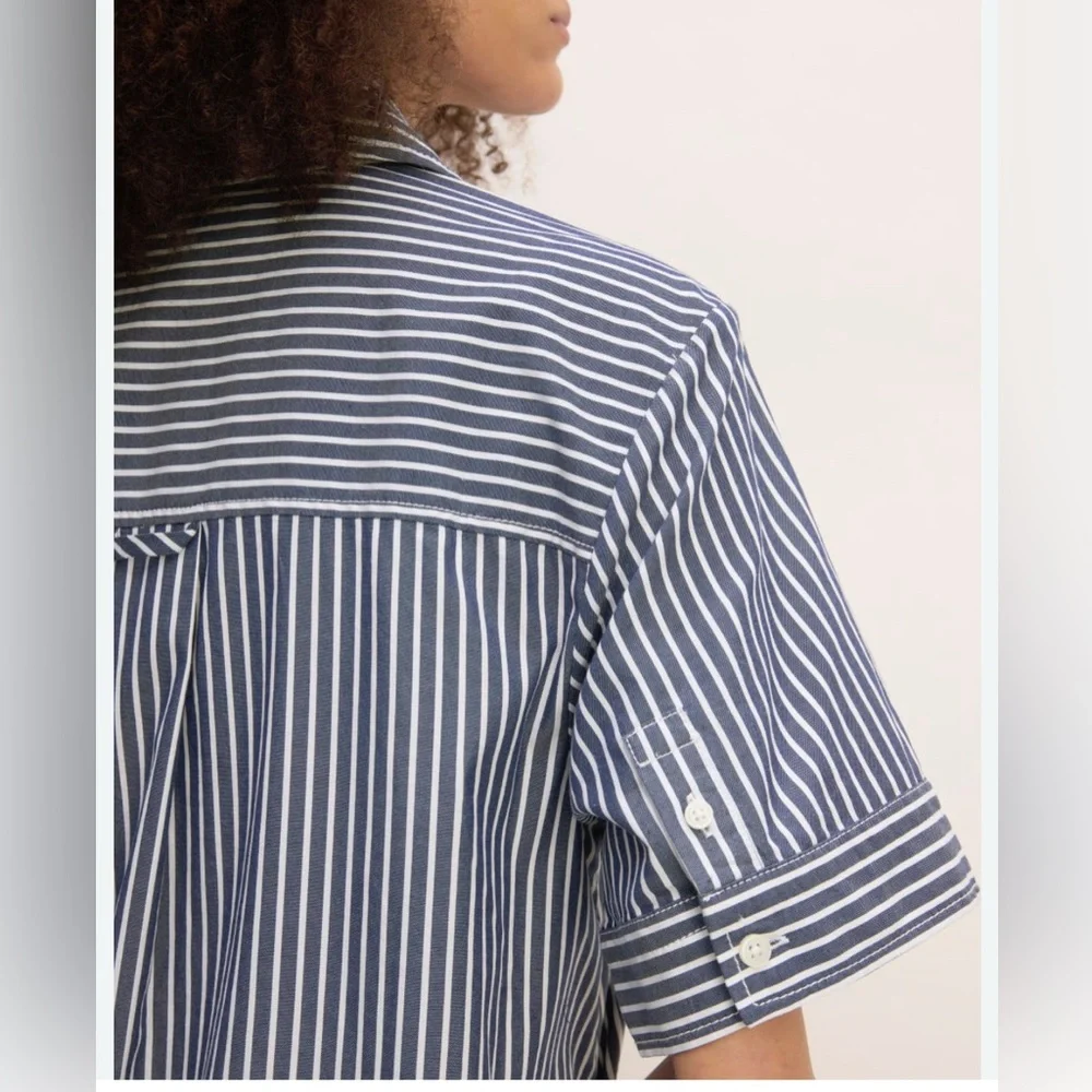 EVERLANE daytripper short sleeve blue & white stripe shirt dress oversized small - Picture 5 of 9